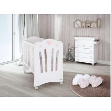 Cuna Corazones Blanco y Rosa de Trama